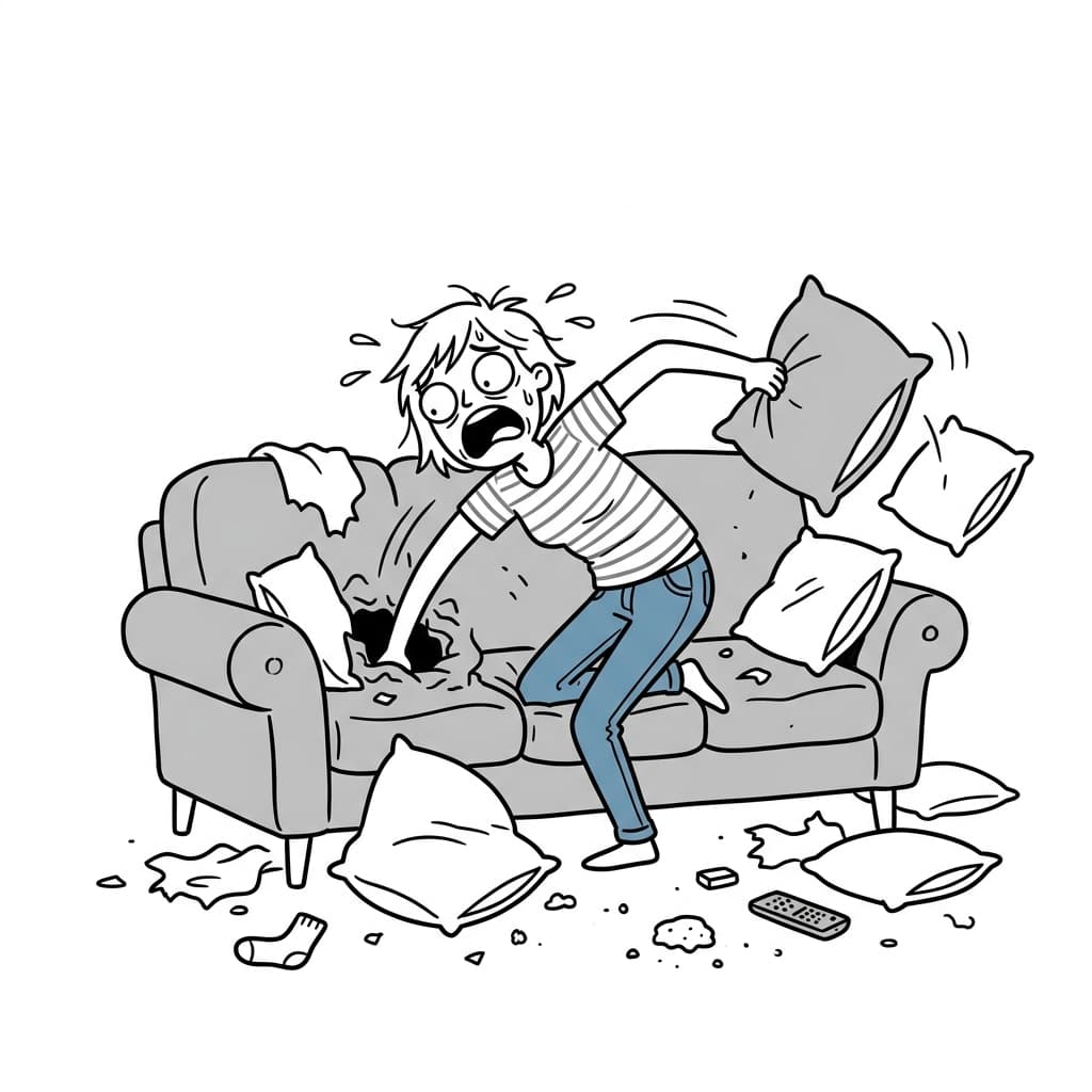 Panic of losing phone cartoon